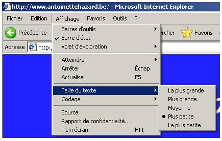 Réglage de la taille du texte dans Internet Explorer